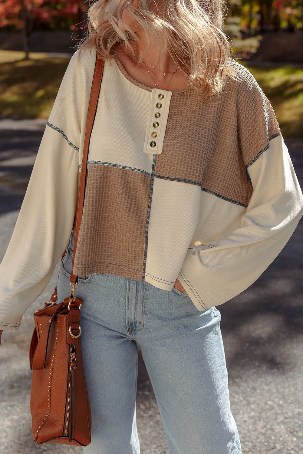 Beige Waffle Knit Top FB