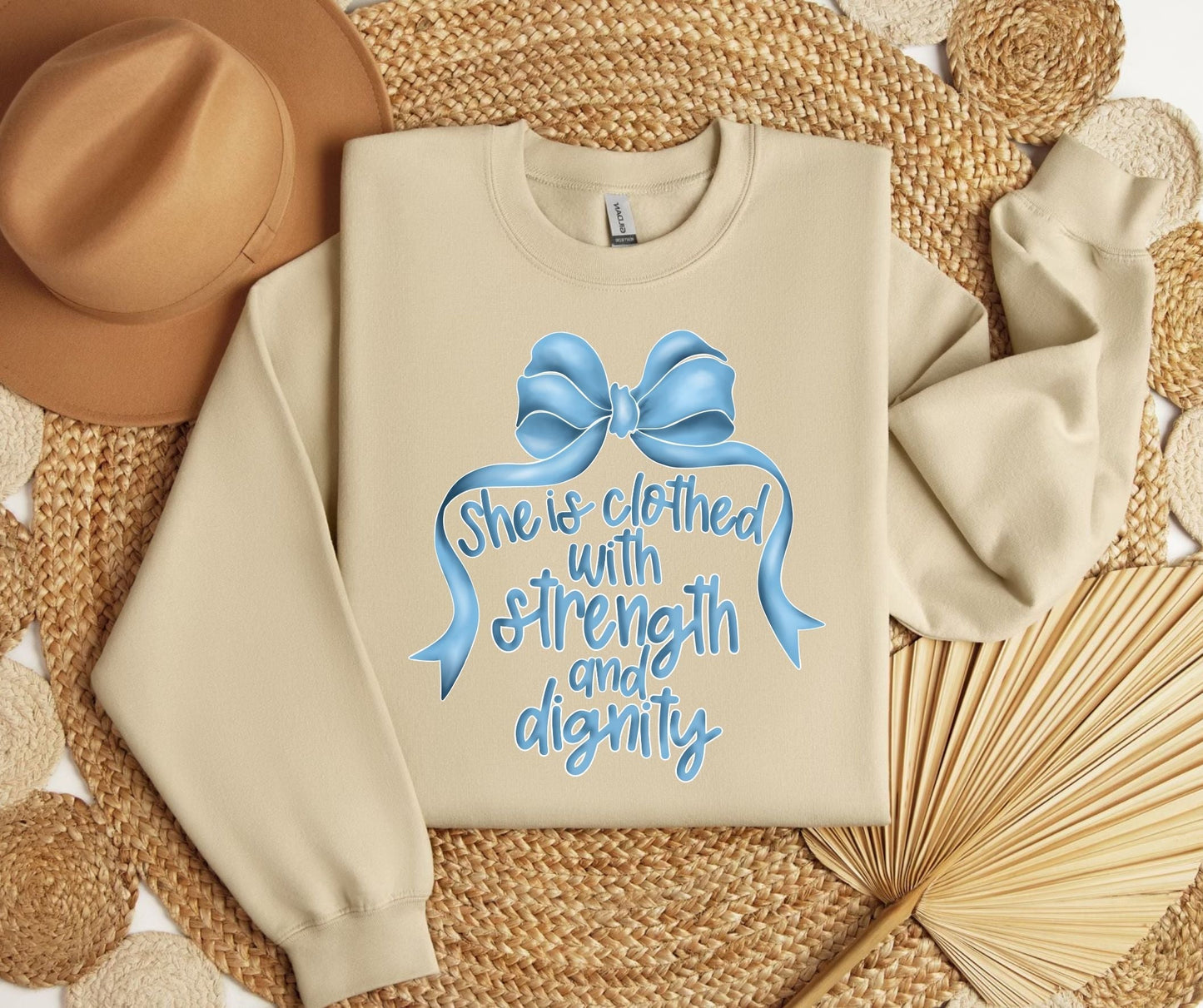 She Is Clothed With Bow SWEATSHIRT