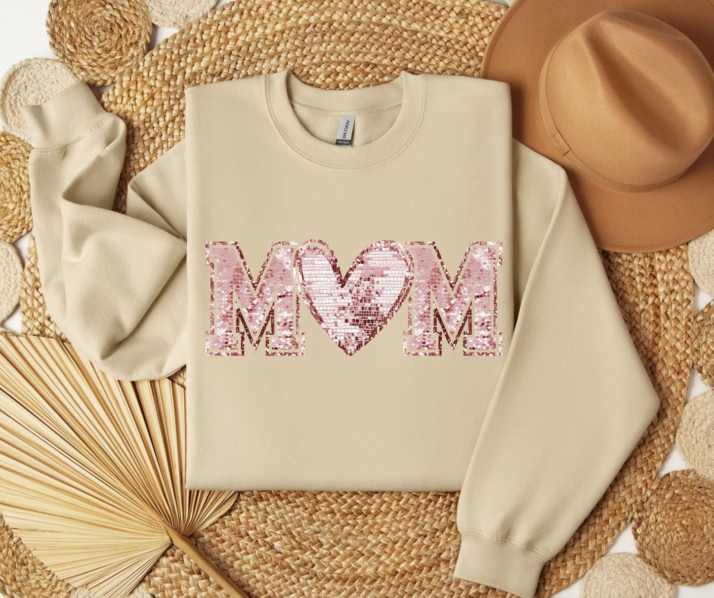 Faux Sequin Mom SWEATSHIRT