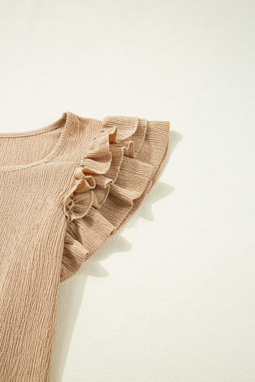Beige Ruffle Sleeve Top