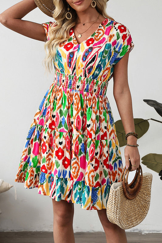 Abstract Dolman Mini Dress