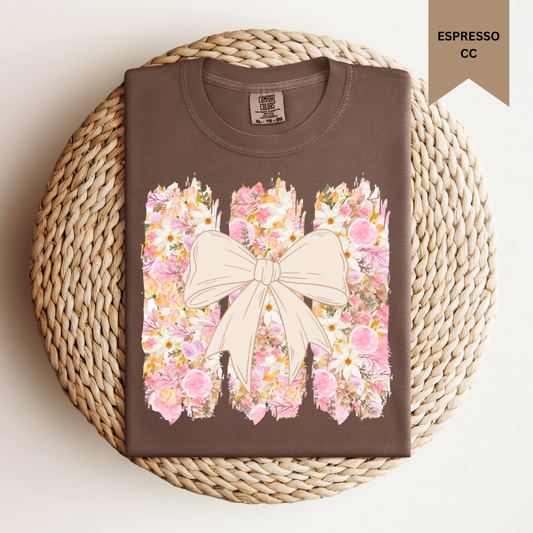 Floral Bow with Brust Strokes Tee