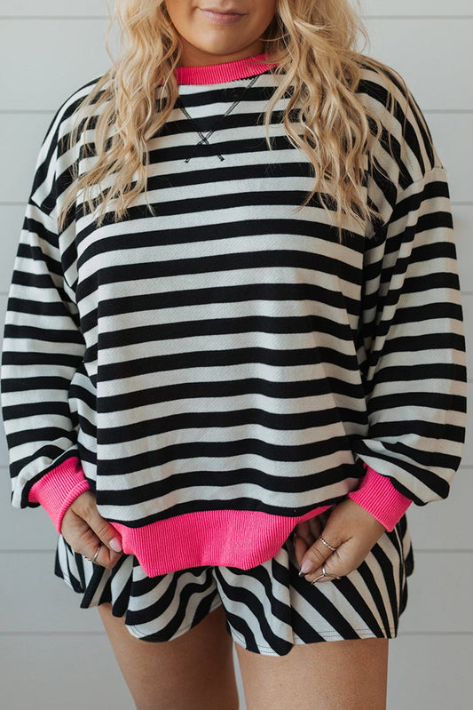 Black Stripe Plus Size Set