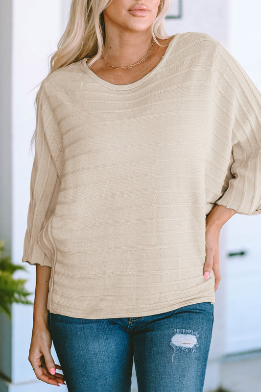 Apricot Exposed Ribbed Sweater