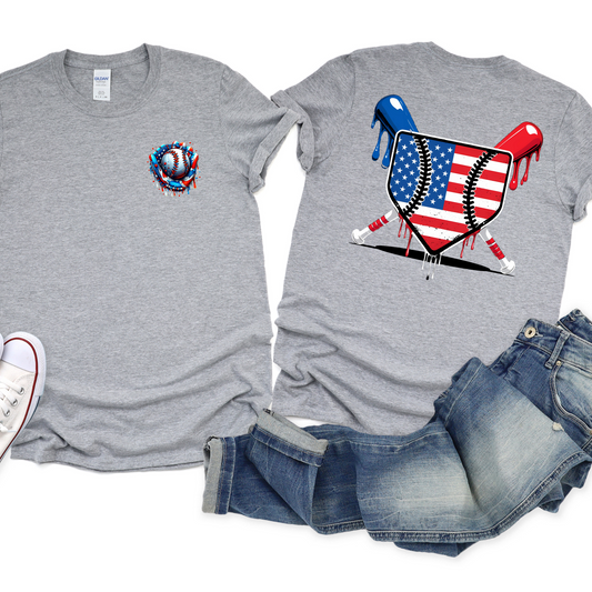 American Baseball Drip Graphic Tee (Adult)