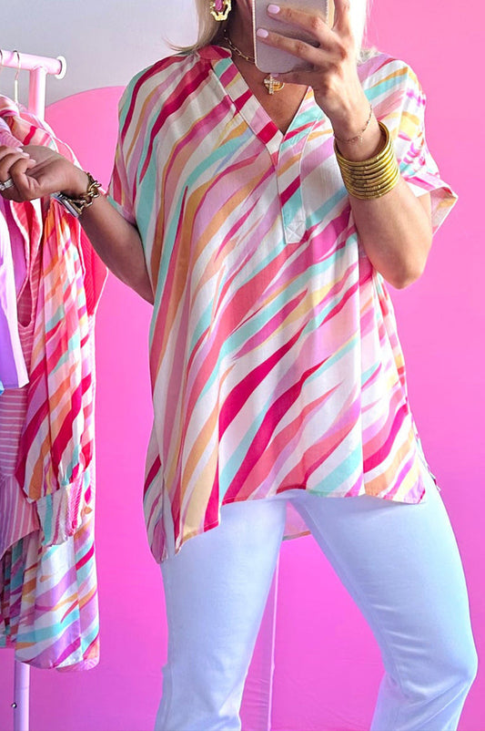 Abstract High Low Blouse