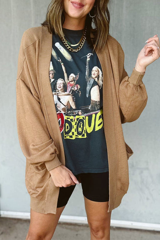 Beige Ribbed Cardigan