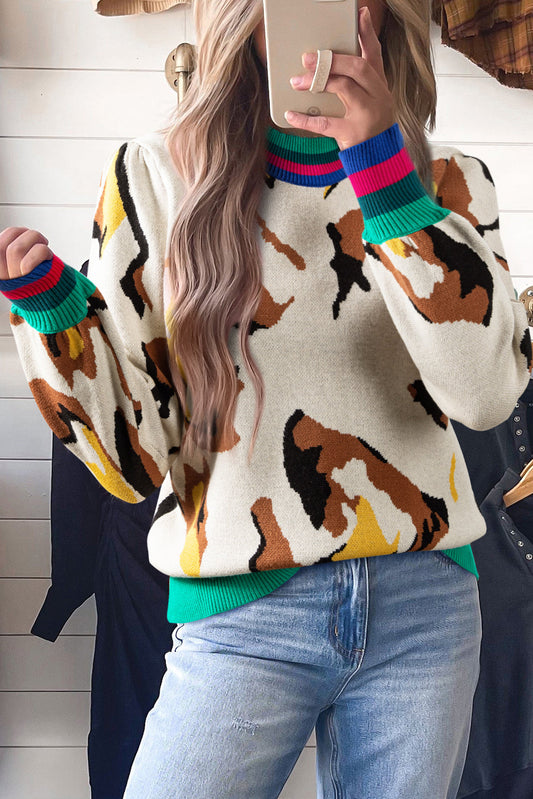 Apricot Pattern Knit Sweater