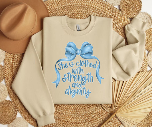 She Is Clothed With Bow SWEATSHIRT