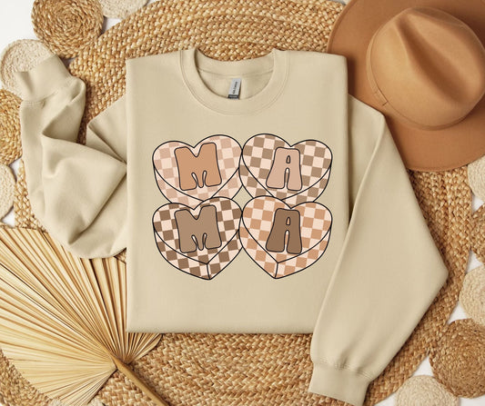 Checkered Heart MAMA SWEATSHIRT
