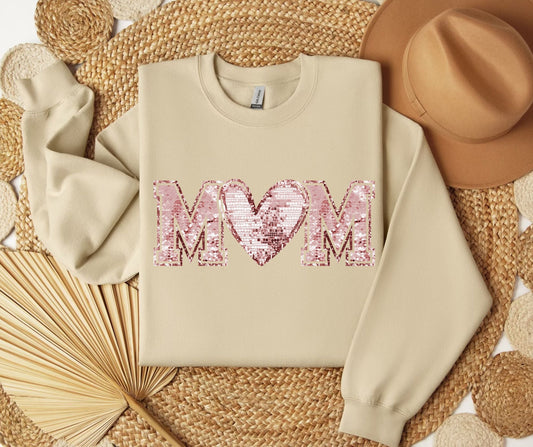 Faux Sequin Mom SWEATSHIRT
