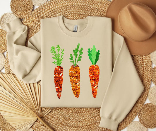 Faux Sequin Carrot SWEATSHIRT