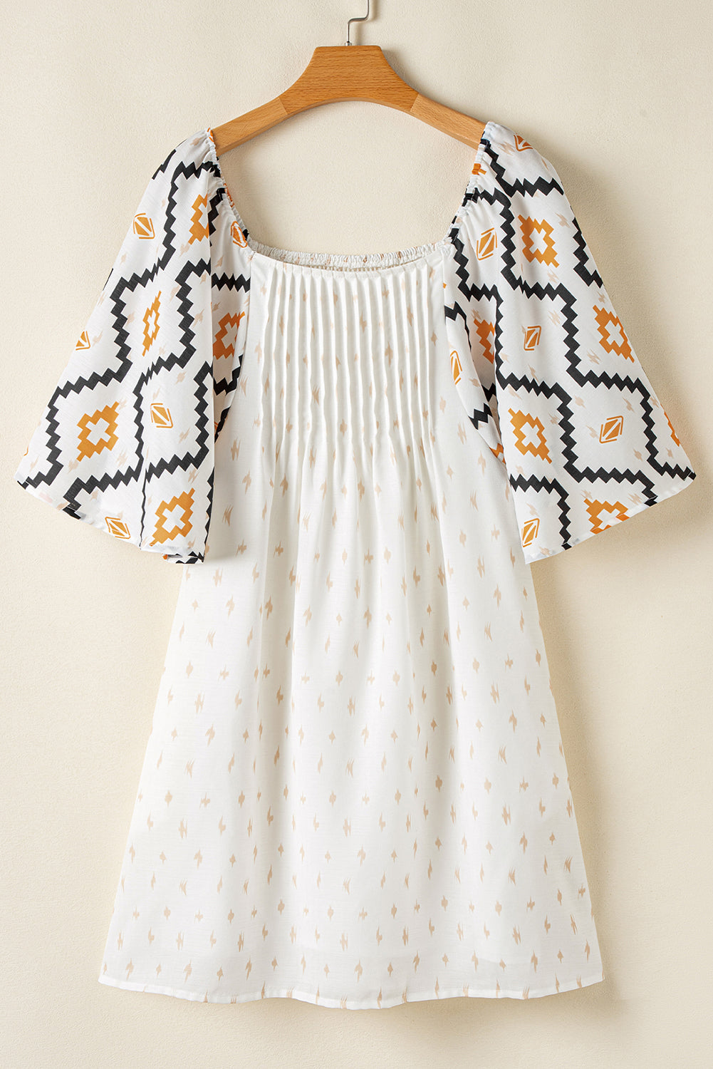 Beige Aztec Print Mini Dress